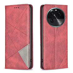 Leather Case Stands Flip Cover Holder B07F for Oppo Find X6 Pro 5G Red