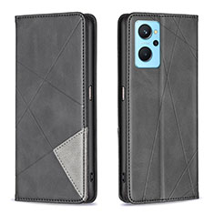 Leather Case Stands Flip Cover Holder B07F for Oppo K10 4G Black