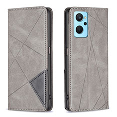 Leather Case Stands Flip Cover Holder B07F for Oppo K10 4G Gray