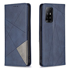 Leather Case Stands Flip Cover Holder B07F for Oppo Reno5 Z 5G Blue
