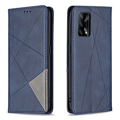 Leather Case Stands Flip Cover Holder B07F for Oppo Reno6 Lite Blue