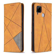 Leather Case Stands Flip Cover Holder B07F for Realme 7i RMX2193 Light Brown