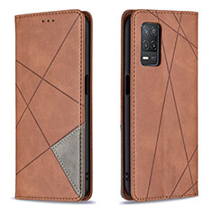 Leather Case Stands Flip Cover Holder B07F for Realme 8 5G Brown