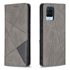 Leather Case Stands Flip Cover Holder B07F for Realme 8 Pro Gray