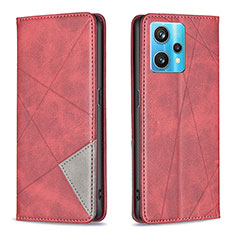 Leather Case Stands Flip Cover Holder B07F for Realme 9 4G Red