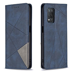 Leather Case Stands Flip Cover Holder B07F for Realme 9 5G India Blue