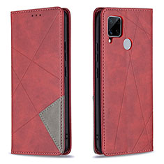 Leather Case Stands Flip Cover Holder B07F for Realme C12 Red