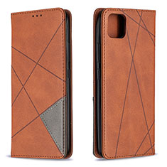 Leather Case Stands Flip Cover Holder B07F for Realme C20A Brown