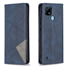 Leather Case Stands Flip Cover Holder B07F for Realme C21 Blue