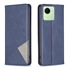 Leather Case Stands Flip Cover Holder B07F for Realme C30 Blue