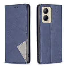 Leather Case Stands Flip Cover Holder B07F for Realme C33 (2023) Blue