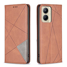 Leather Case Stands Flip Cover Holder B07F for Realme C33 (2023) Brown