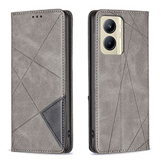 Leather Case Stands Flip Cover Holder B07F for Realme C33 Gray