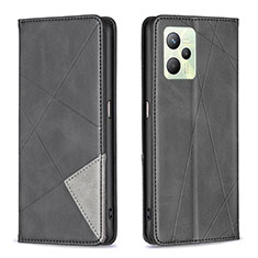 Leather Case Stands Flip Cover Holder B07F for Realme C35 Black