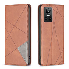 Leather Case Stands Flip Cover Holder B07F for Realme GT Neo3 5G Brown