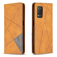 Leather Case Stands Flip Cover Holder B07F for Realme Narzo 30 5G Light Brown