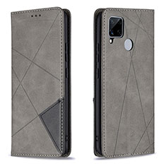 Leather Case Stands Flip Cover Holder B07F for Realme Narzo 30A Gray