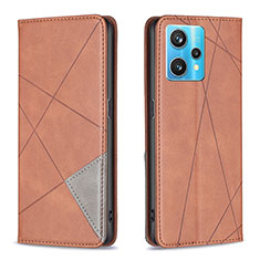 Leather Case Stands Flip Cover Holder B07F for Realme Narzo 50 Pro 5G Brown