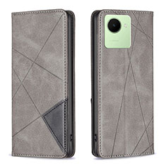 Leather Case Stands Flip Cover Holder B07F for Realme Narzo 50i Prime Gray