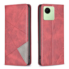 Leather Case Stands Flip Cover Holder B07F for Realme Narzo 50i Prime Red