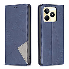 Leather Case Stands Flip Cover Holder B07F for Realme Narzo N53 Blue