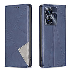 Leather Case Stands Flip Cover Holder B07F for Realme Narzo N55 Blue