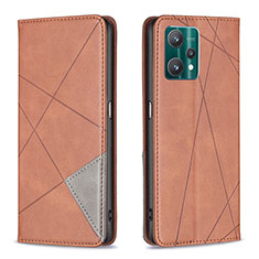 Leather Case Stands Flip Cover Holder B07F for Realme V25 5G Brown