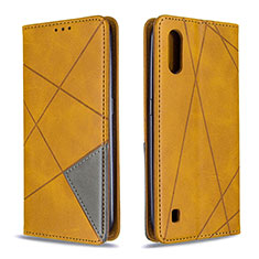 Leather Case Stands Flip Cover Holder B07F for Samsung Galaxy A01 SM-A015 Light Brown