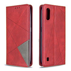 Leather Case Stands Flip Cover Holder B07F for Samsung Galaxy A01 SM-A015 Red