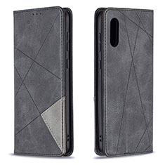Leather Case Stands Flip Cover Holder B07F for Samsung Galaxy A02 Black