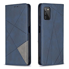 Leather Case Stands Flip Cover Holder B07F for Samsung Galaxy A02s Blue