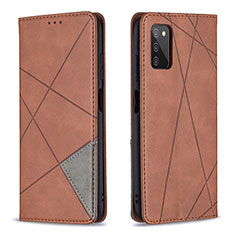 Leather Case Stands Flip Cover Holder B07F for Samsung Galaxy A02s Brown