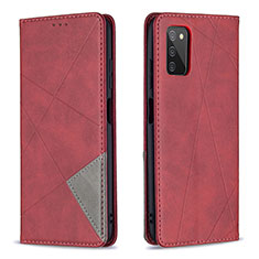 Leather Case Stands Flip Cover Holder B07F for Samsung Galaxy A02s Red