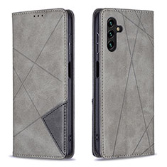 Leather Case Stands Flip Cover Holder B07F for Samsung Galaxy A04s Gray