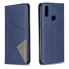 Leather Case Stands Flip Cover Holder B07F for Samsung Galaxy A10s Blue