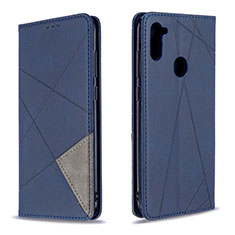 Leather Case Stands Flip Cover Holder B07F for Samsung Galaxy A11 Blue