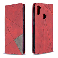 Leather Case Stands Flip Cover Holder B07F for Samsung Galaxy A11 Red