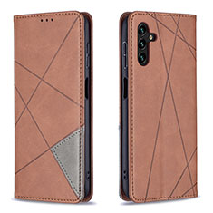 Leather Case Stands Flip Cover Holder B07F for Samsung Galaxy A13 5G Brown