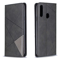 Leather Case Stands Flip Cover Holder B07F for Samsung Galaxy A20s Black