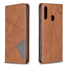 Leather Case Stands Flip Cover Holder B07F for Samsung Galaxy A20s Brown