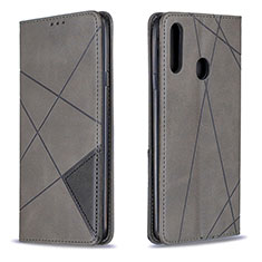 Leather Case Stands Flip Cover Holder B07F for Samsung Galaxy A20s Gray