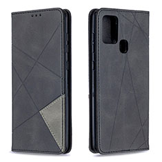 Leather Case Stands Flip Cover Holder B07F for Samsung Galaxy A21s Black