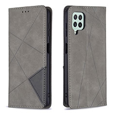 Leather Case Stands Flip Cover Holder B07F for Samsung Galaxy A22 4G Gray