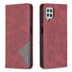 Leather Case Stands Flip Cover Holder B07F for Samsung Galaxy A22 4G Red