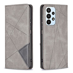 Leather Case Stands Flip Cover Holder B07F for Samsung Galaxy A23 4G Gray