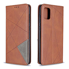 Leather Case Stands Flip Cover Holder B07F for Samsung Galaxy A31 Brown