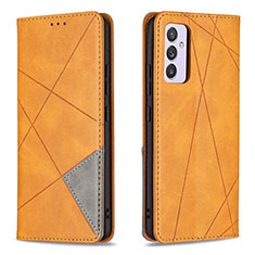 Leather Case Stands Flip Cover Holder B07F for Samsung Galaxy A34 5G Light Brown