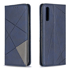 Leather Case Stands Flip Cover Holder B07F for Samsung Galaxy A50S Blue