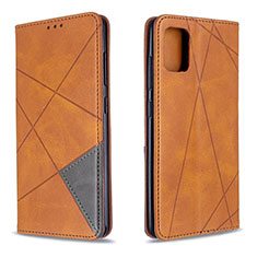 Leather Case Stands Flip Cover Holder B07F for Samsung Galaxy A51 4G Light Brown