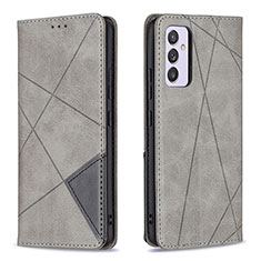 Leather Case Stands Flip Cover Holder B07F for Samsung Galaxy A54 5G Gray